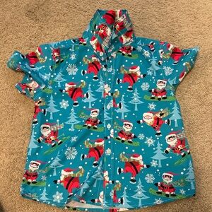 Mohez Santa Print Blue Shirt